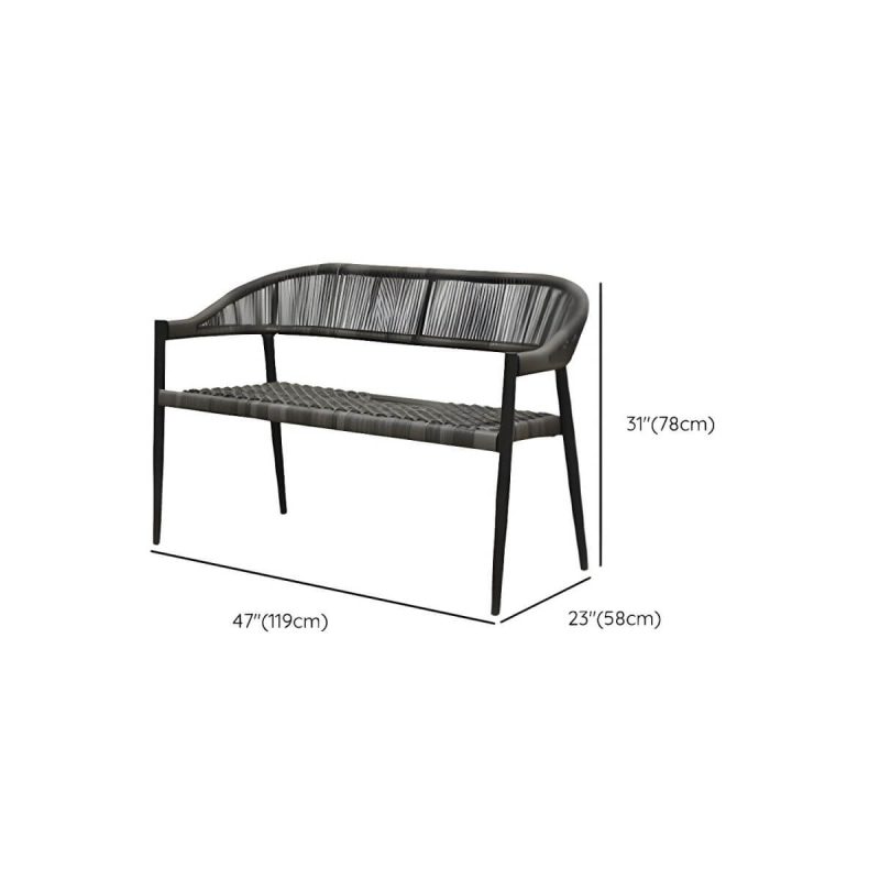 "Dimension of Contemporary Metal Frame Outdoor Dining Chair Set in Black with Arms - 47"L x 23"W x 31"H 1 Piece"