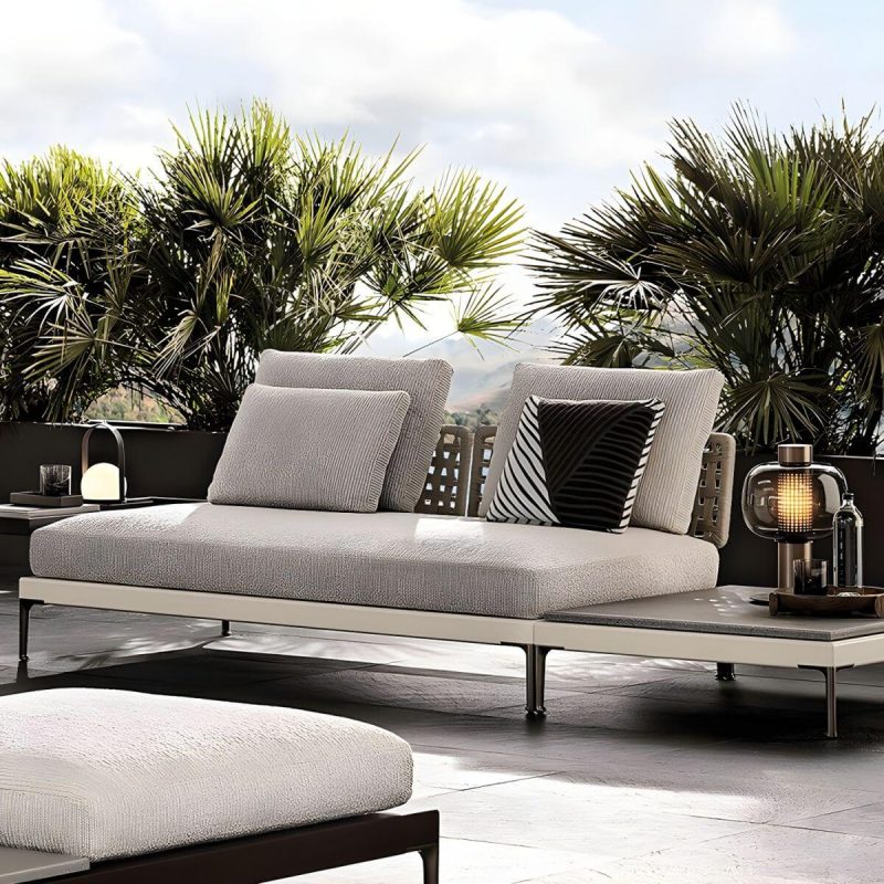 "Metal Patio Sofa Water Resistant and UV Resistant Outdoor Patio Sofa - 3-Seater Sofa"