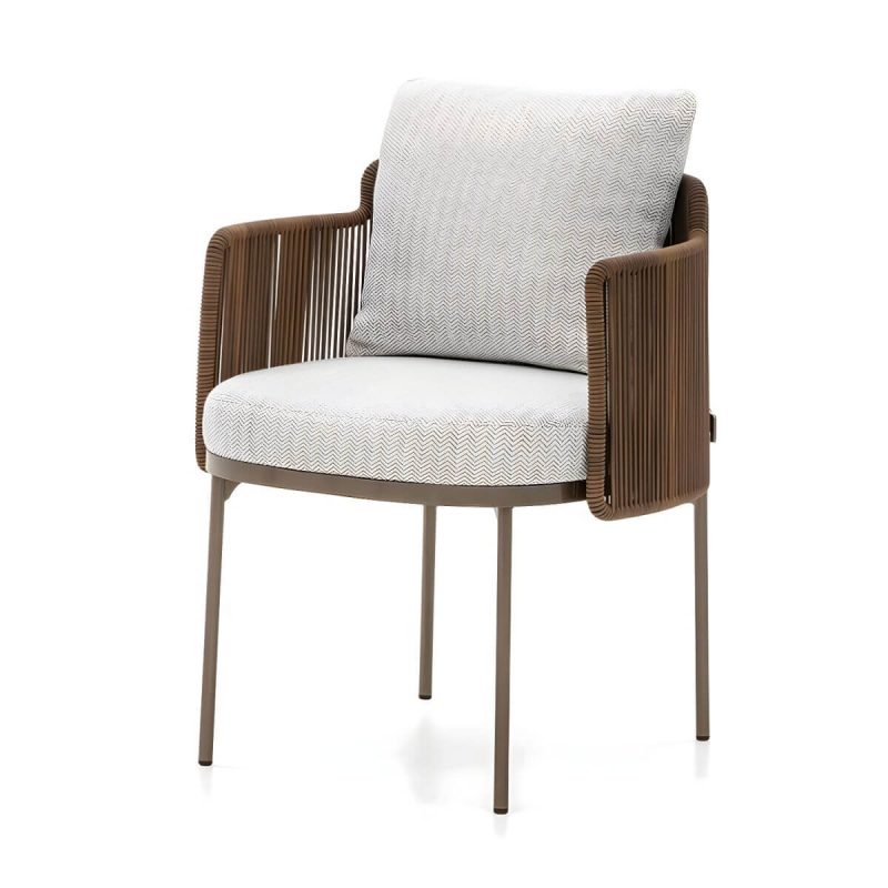 "Metallic Matte Finish Patio Chair Assembled Mid-century Modern with Arms - 6 Piece Set Stainless Steel"