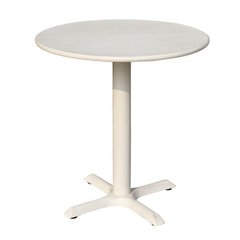 "Modern Geometric Waterproof Courtyard Table Metal Base Outdoor Table - Table Only Round Textured White 27.6"L x 27.6"W x 27.6"H"