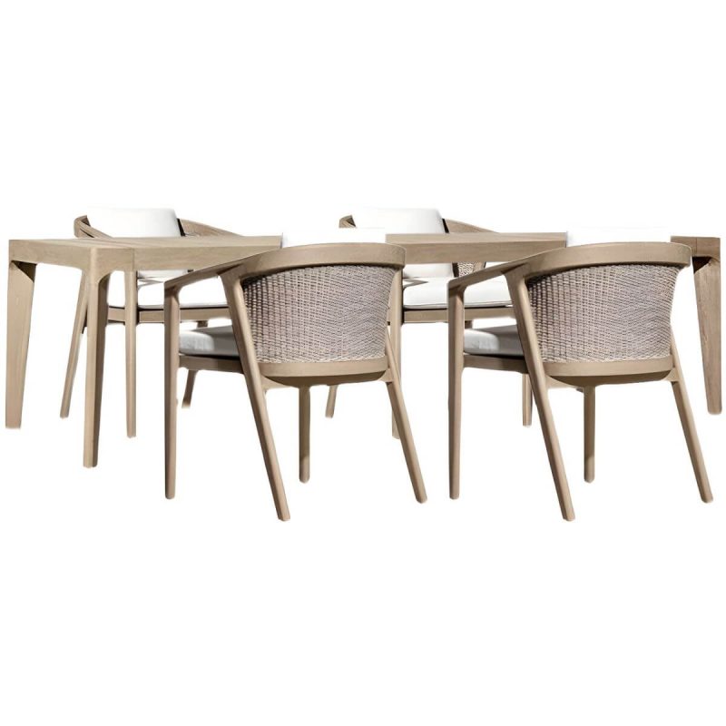 "Rectangle Patio Dining Sets 1/2/5/7 Pieces Solid Wood Dining Table Set - Table & Chair(s) Brown 70.9"L x 39.4"W x 29.5"H 4"