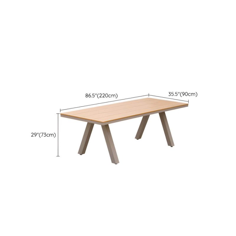 "Dimension of Modern Artificial Wood Courtyard Table Rectangle Shape Outdoor Table - Table Only 87"L x 35"W x 29"H"