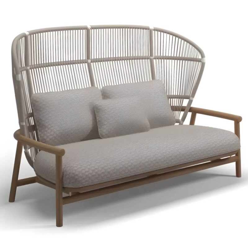 "Tropical Outdoor Patio Sofa Wood With Cushions Brown UV Resistant Patio Sofa - 69"L x 36"W x 45"H"