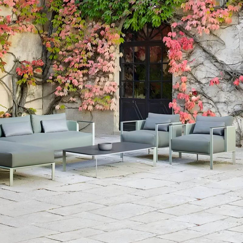 "Gray Upholstered Metal Frame Modern Sofa with Removable Cushions - 3-Seater Sofa"