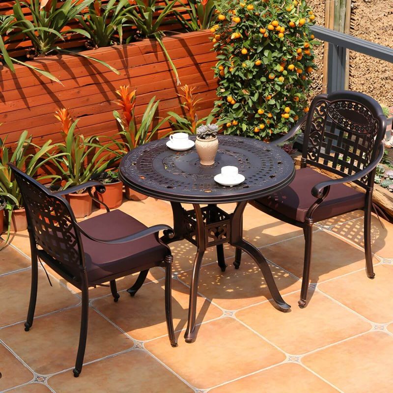 "Traditional Dining Armchair in Bronze With Arm 25.2" Long 35.03" High - 2 Piece Set"