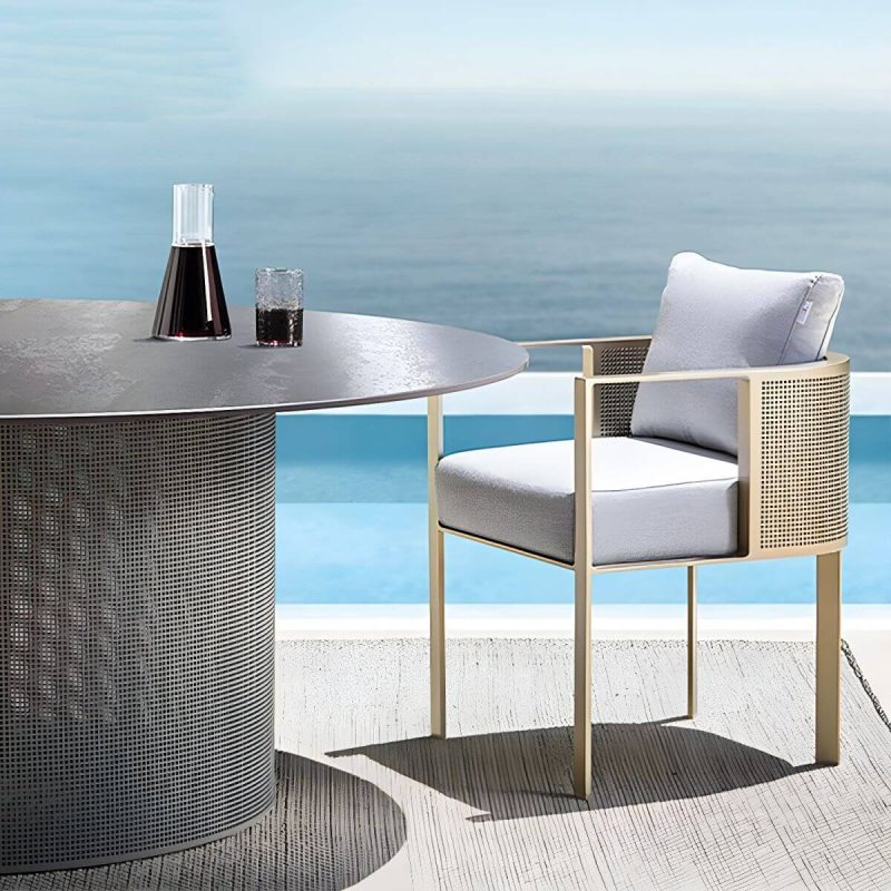 "Metal Water Resistant and UV Resistant 1 Piece Patio Sofa with Cushions - 29.5"L x 29.5"W x 27.5"H Chair(s)"