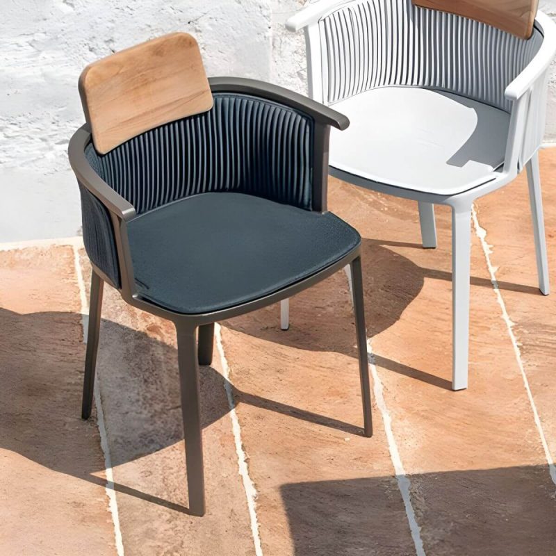 "Modern Metal Non-Swivel Arm Chair Cushions Not Included Single Patio Dining Chair - Dark Gray 0.07" Aluminium Tube"