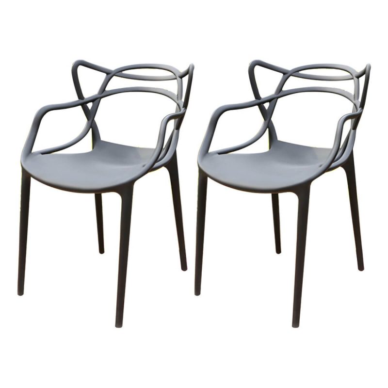 "Stacking Dining Armchair Contemporary Plastic Patio Arm Chair - 20"L x 20"W x 33"H 2 Piece Set"