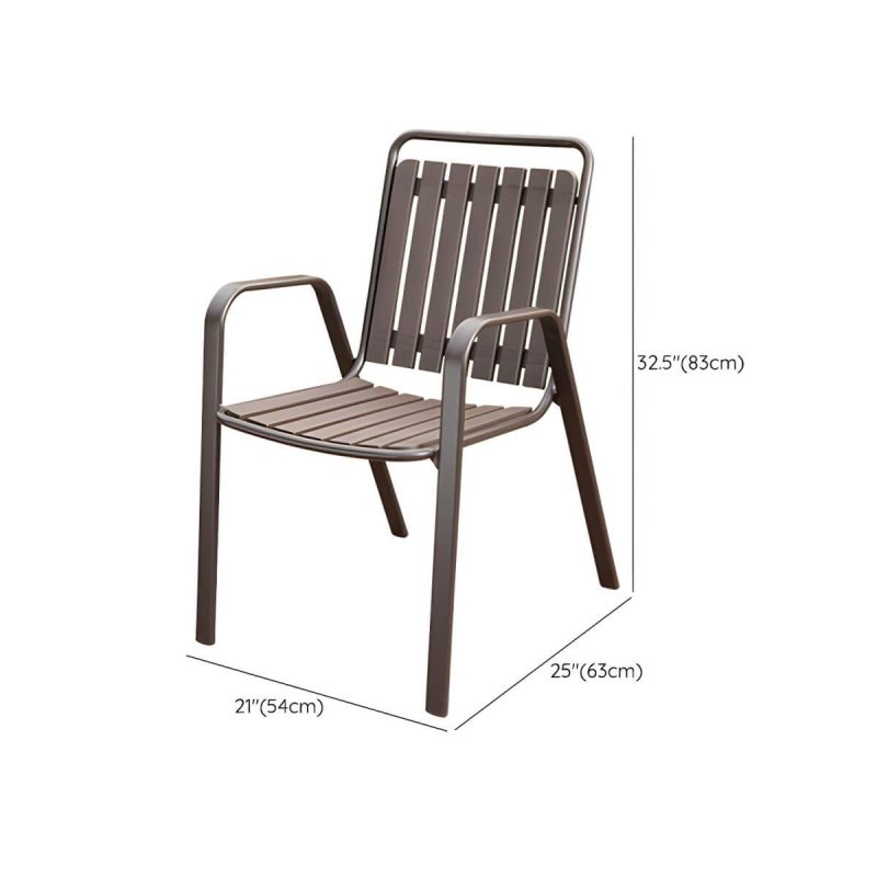 "Dimension of Antique Finish Patio Chair Plastic Industrial Stacking without Cushions - 4 Piece Set"