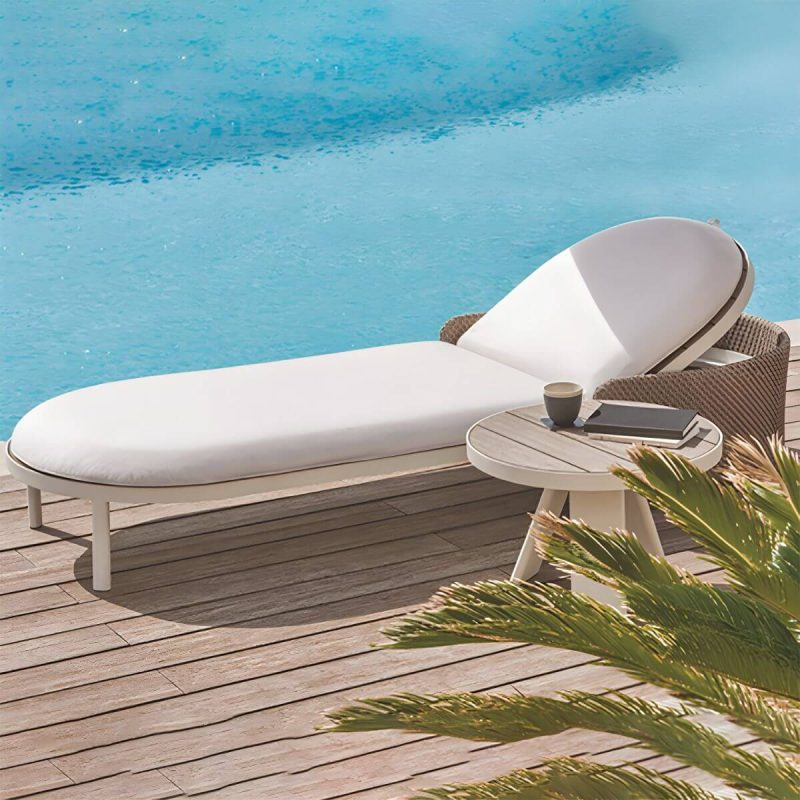 "Tropical with Cushions UV Resistant White Fabric Outdoor Patio Sofa - 83"L x 31"W x 16"H"