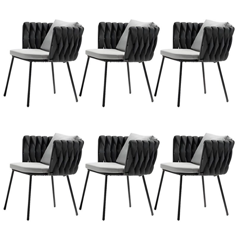 "Metal Matte Finish Patio Chair Assembled Tropical with Cushions - 23.2"L x 25.6"W x 28"H 6 Piece Set"