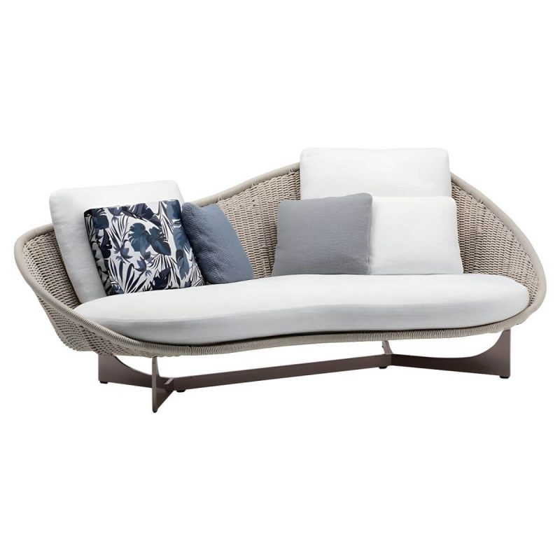 "Modern Gray Patio Sofa Seating Group with Waterproof Cushions and Removable Covers - 2-Piece Set ( Chair & Ottoman)"