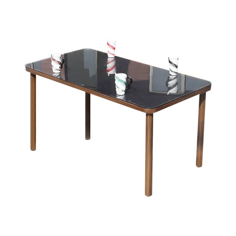 "Metal Modern Brown Patio Dining Set with Stackable Chairs and Weatherproof Durability - Table & Chair(s) 70 x 70 x 74 cm 4"