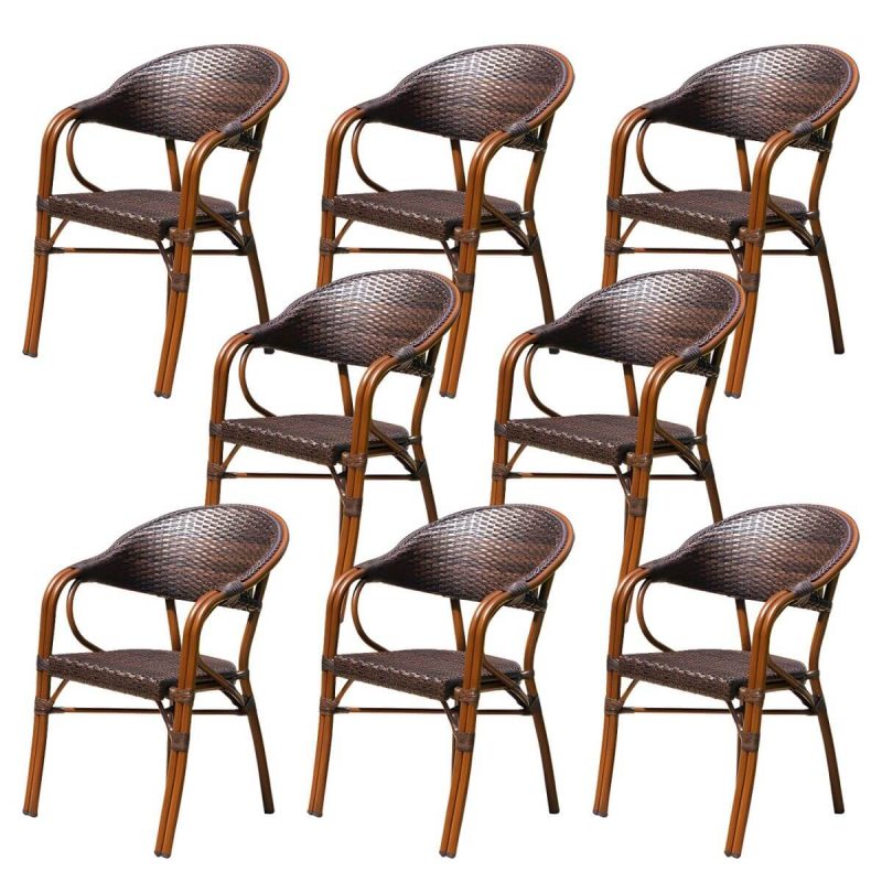 "Modern Style Steel Frame UV and Water Protective Outdoor Dining Chair - 22"L x 23"W x 33"H 8 Piece Set"