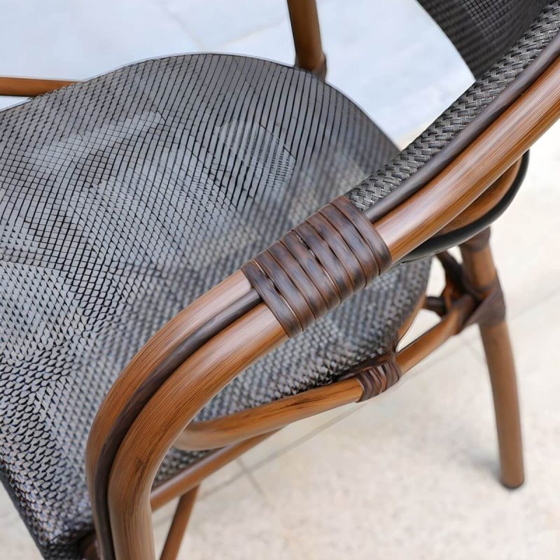 "Modern Style Steel Frame UV and Water Protective Outdoor Dining Chair - 17"L x 17"W x 31"H 4 Piece Set"