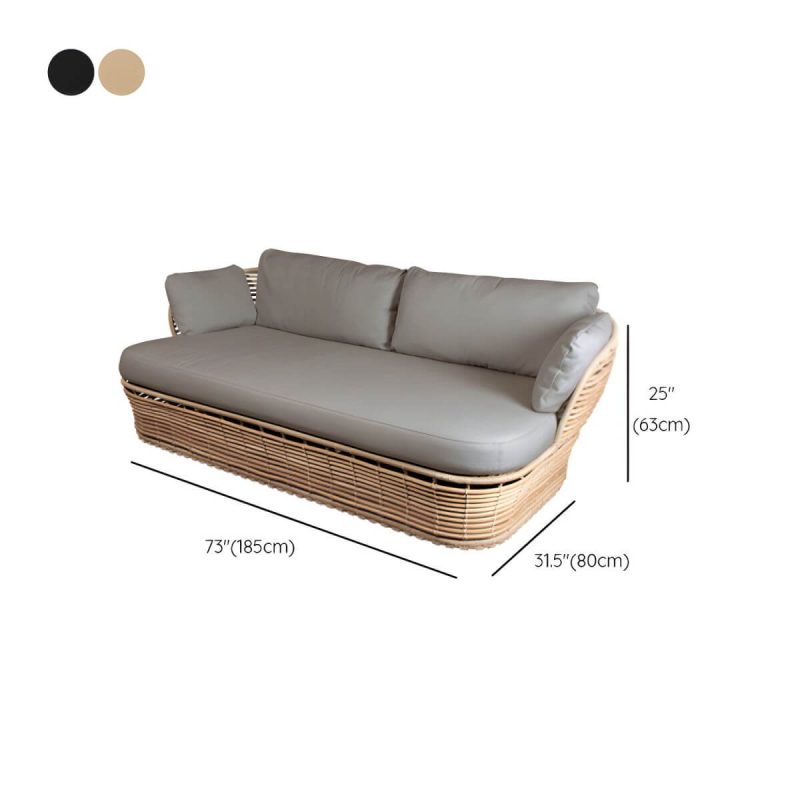 "Dimension of Modern & Contemporary Outdoor Loveseat Wicker/Rattan Fabric With Cushions - Khaki 73"L x 31"W x 25"H"