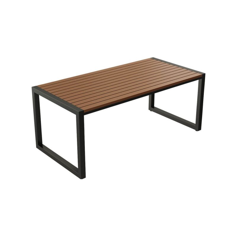 "Trendy Cocoa Iron Frame Rectangle Outdoor Dining Table, Sun-proof, 51.2"L x 27.6"W x 29.5"H, Without Chairs"