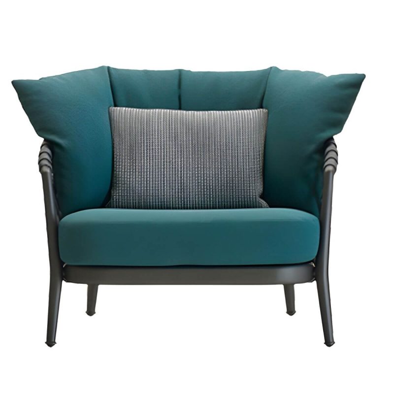 "Contemporary Aluminum Frame Outdoor Sofa Water Resistant Patio Sofa - Foam 1-Seater Sofa"
