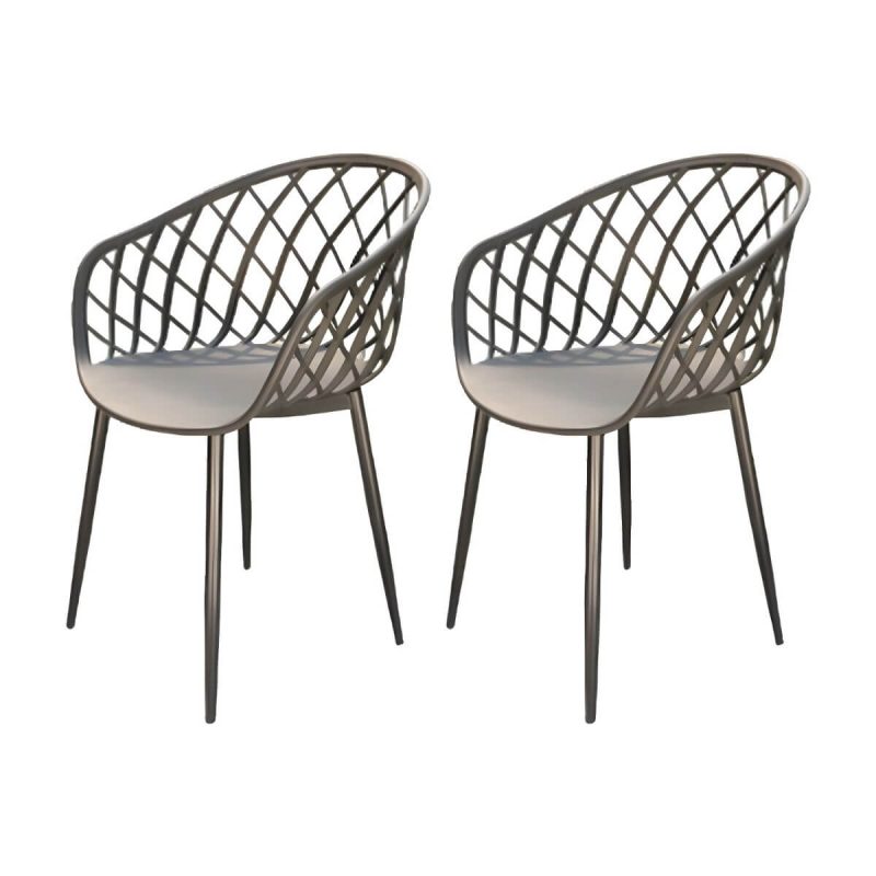 "Stacking Dining Armchair Contemporary Plastic Patio Arm Chair - 16"L x 16"W x 31"H 2 Piece Set"