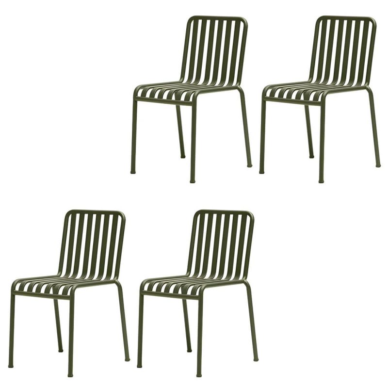 "Modern Metal Outdoor Bistro Chairs Open Back Dining Chairs in Green - 22"L x 19"W x 31"H 4 Piece Set"