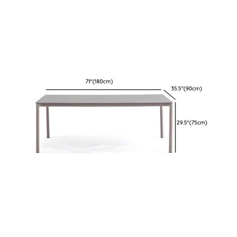 "Dimension of Modern Grey Stone Patio Dining Table with Waterproof Durability and Umbrella Hole - 70.9"L x 35.4"W x 29.5"H Table Only"
