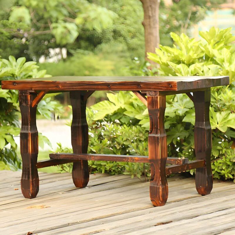 "Rustic Rectangle Balcony Table Solid Wood Accent Table for Patio - 47.2"L x 23.6"W x 27.6"H Table Only"
