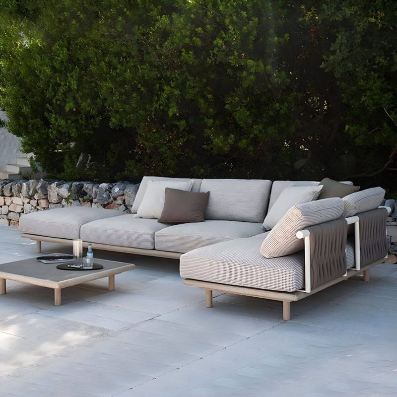 "Scandinavian Wood Frame Outdoor Sofa UV Resistant Patio Sofa with Cushion - 1-Seater Sofa"
