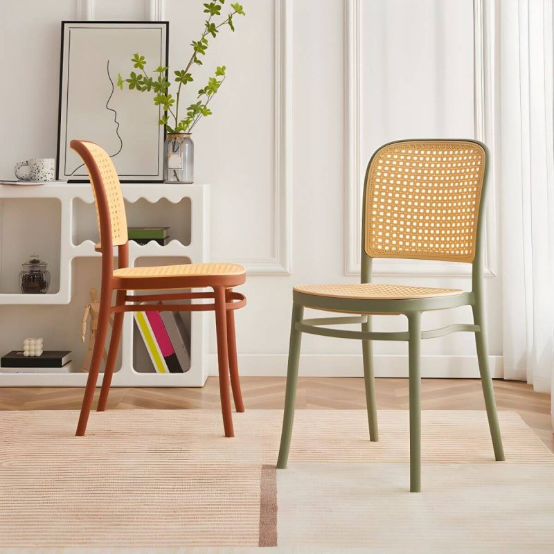 "Contemporary Dining Side Chair with Metal Legs Stacking Side Chair - Yellow 8 Piece Set"