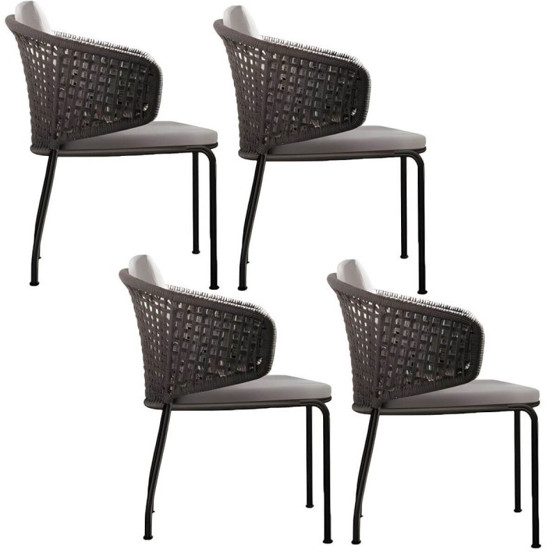 "Tropical Outdoor Chair with Removable Water Repellent Finish Cushion - 24"L x 22"W x 30"H With Arms 4 Piece Set"