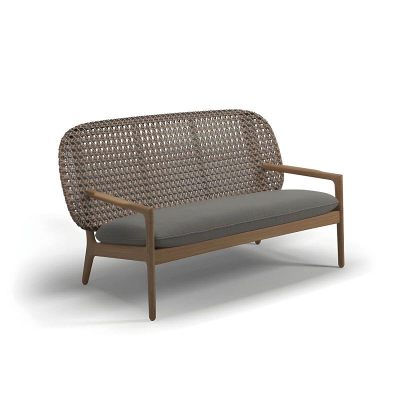 "Brown Modern Solid Wood Sofa with Cushions Water Resistant for Outdoor - 62"L x 33"W x 32"H"