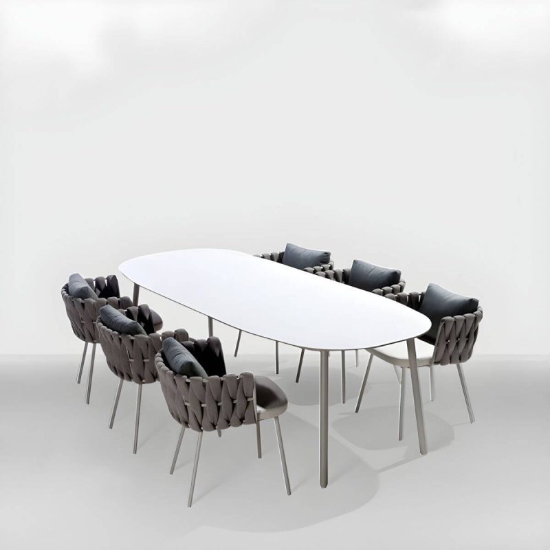 "Contemporary Aluminum Frame Patio Dining Chair with Water Repellent Finish Cushion - 1 Piece"