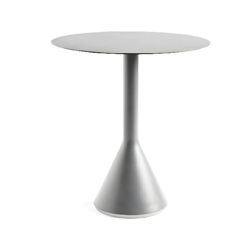 "Grey Metal Patio Table Contemporary Style Water Resistant for Outdoors - Table Only 23.6"L x 23.6"W x 29.5"H Round"