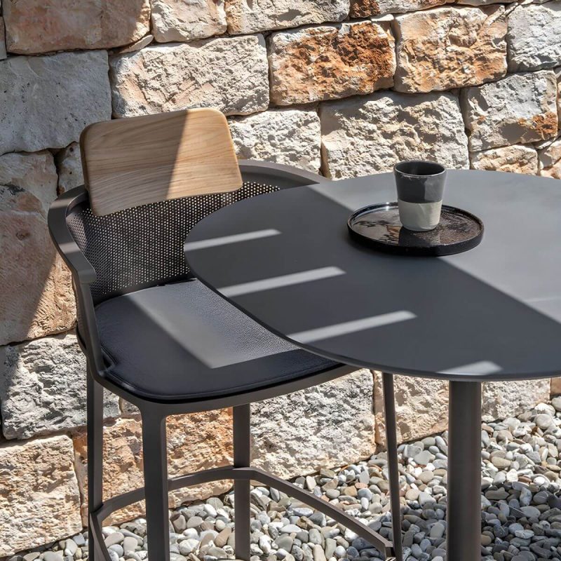 "Modern Sintered Stone Top Bar Table Set 1/3 Pieces Round Counter Table Set for Outdoor - Table Zero Grey"