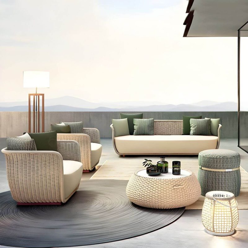 "Modern 31.5 Inch Cord Sofa Pillow Included Outdoor Patio Furniture - 1-Seater Sofa"