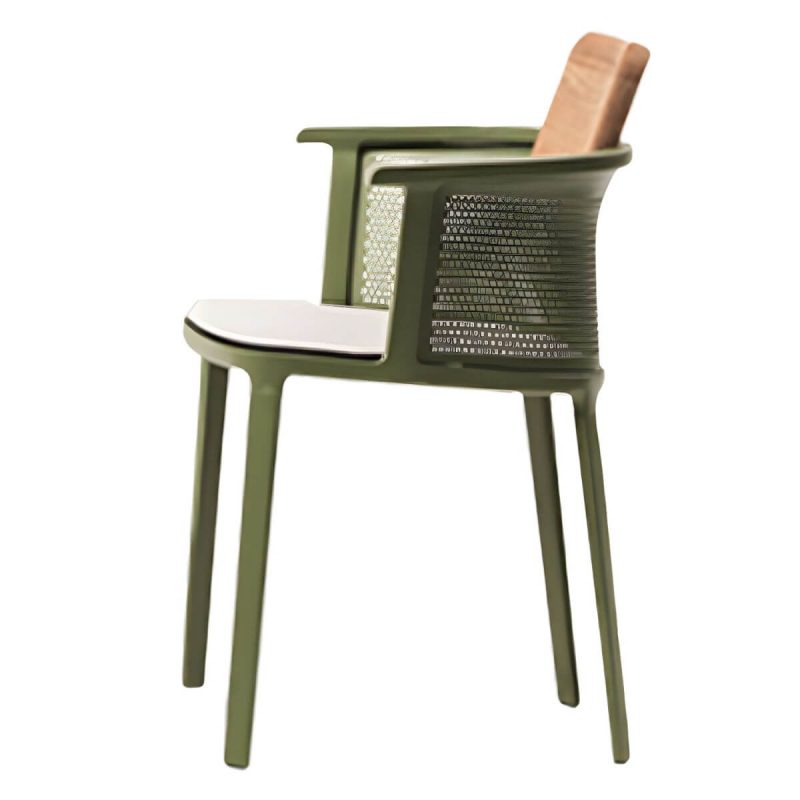 "Coastal Dining Armchair in Metal Frame with Solid Wood Back Single Chair - Black Aluminium Alloy 6 Piece Set"
