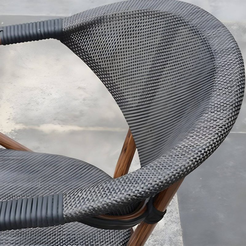 "Metal Modern Brown Patio Dining Set with Stackable Chairs and Weatherproof Durability - Table & Chair(s) 70 x 70 x 74 cm 4"