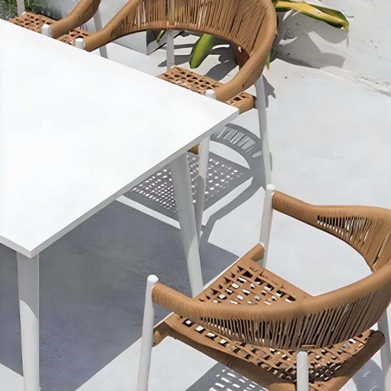 "Weatherproof Outdoor Aluminum Dining Set with Stackable Chairs and Modern Design - Table & Chair(s) 28"L x 28"W x 29"H 2"