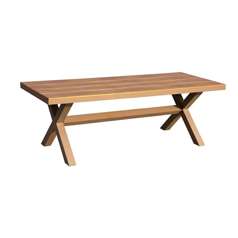 "Contemporary Style Wood Natural Patio Table Rectangle Shape for Outdoor - Table Only 70.9"L x 35.4"W x 29.5"H Brown"
