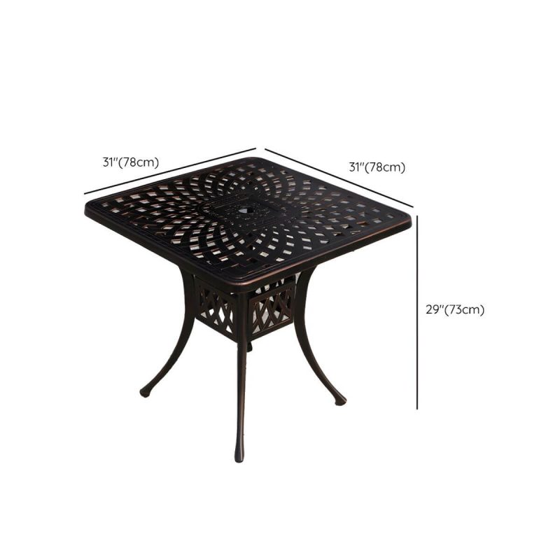 "Dimension of Aluminum Outdoor Patio Table Industrial UV Resistant Patio Table - Table Only 31"L x 31"W x 29"H Black"