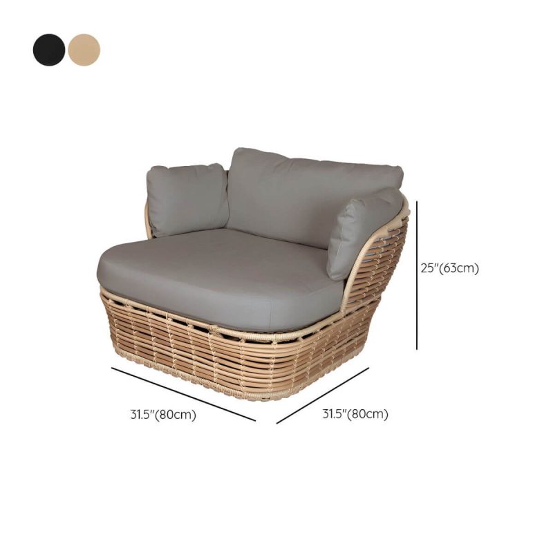 "Dimension of Modern & Contemporary Outdoor Loveseat Wicker/Rattan Fabric With Cushions - Khaki 35"L x 31"W x 25"H"