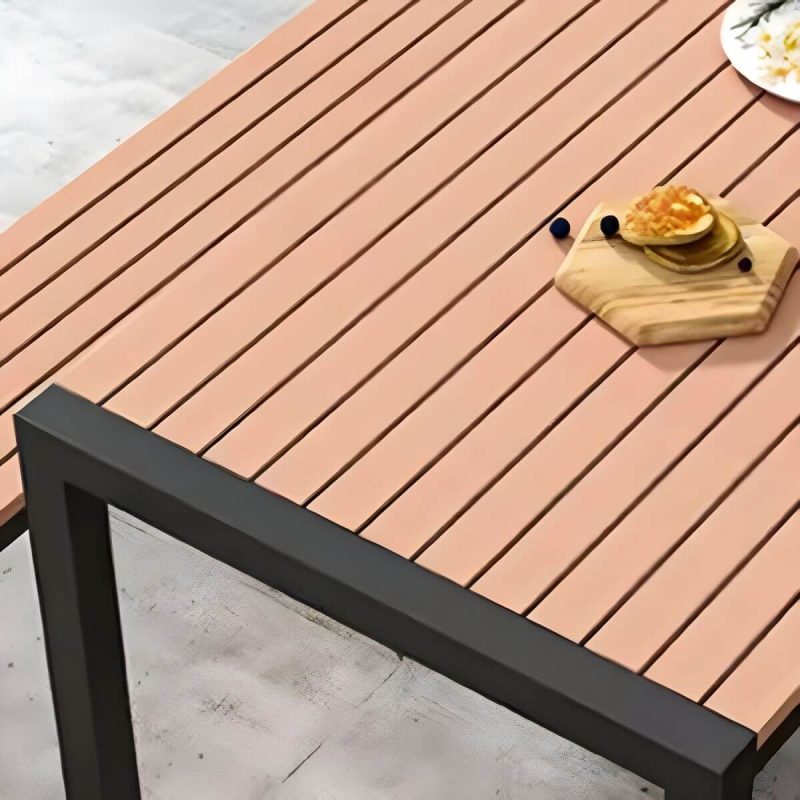 "Modern Wood Patio Dining Table without Umbrella Hole in Natural Finish - Durable and Stylish - Table Only 47.2"L x 23.6"W x 29.5"H White"
