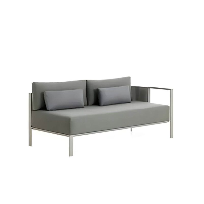 "Metal Frame Outdoor Patio Sofa Industrial Water Resistant Patio Sofa - Right Armrest Double Seat 53"L x 30"W x 28"H"