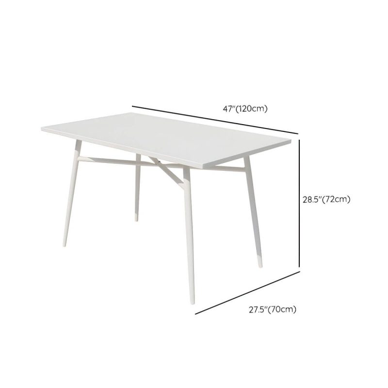 "Dimension of Contemporary Metal Dining Table Set with White Top for Courtyard - Table & Chair(s) 47"L x 28"W x 28"H 4"