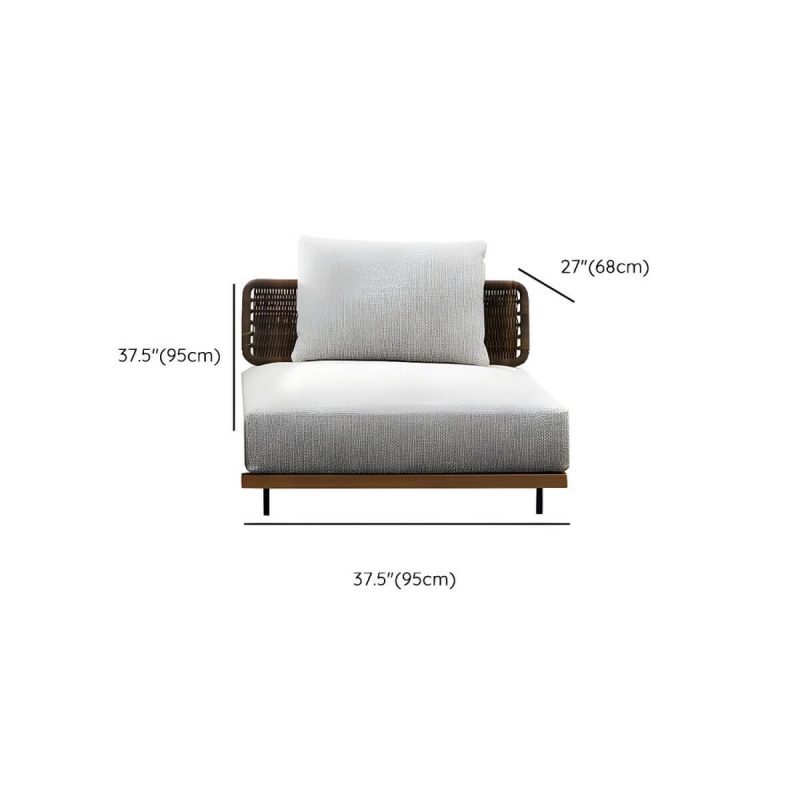 "Dimension of Modern Wicker/Rattan Sofa with Waterproof Gray Upholstery and Cushions - 37"L x 37"W x 27"H 1-Seater Sofa"
