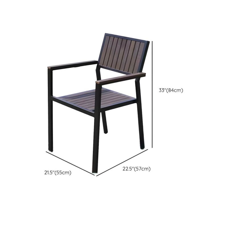 "Dimension of Traditional Dining Armchair Open Back Outdoors Dining Chairs in Brown - 22"L x 22"W x 33"H 2 Piece Set"