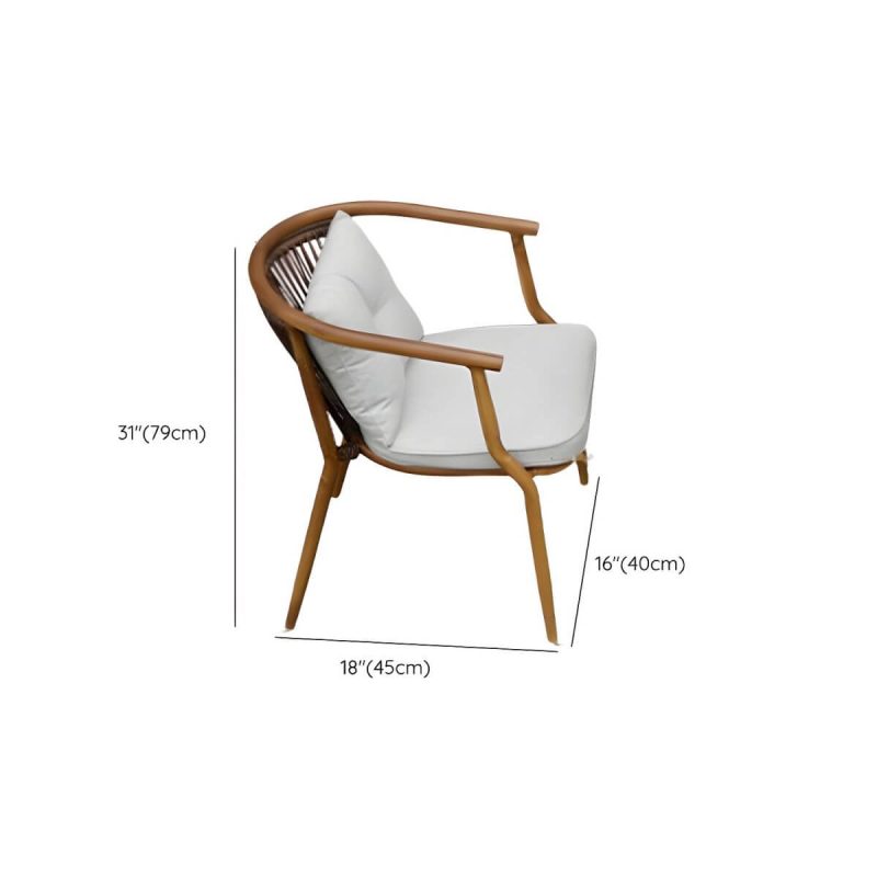 "Dimension of Modern Natural Metal Patio Dining Set with Upholstered Chairs - Desk with 2 Chairs 27.6"L x 27.6"W x 29.5"H Square"