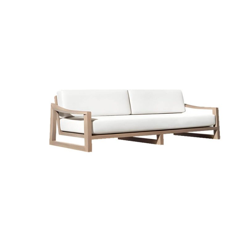 "Modern White Wood Sofa - Waterproof and UV Resistant with Cushions - 3-Seater Sofa"