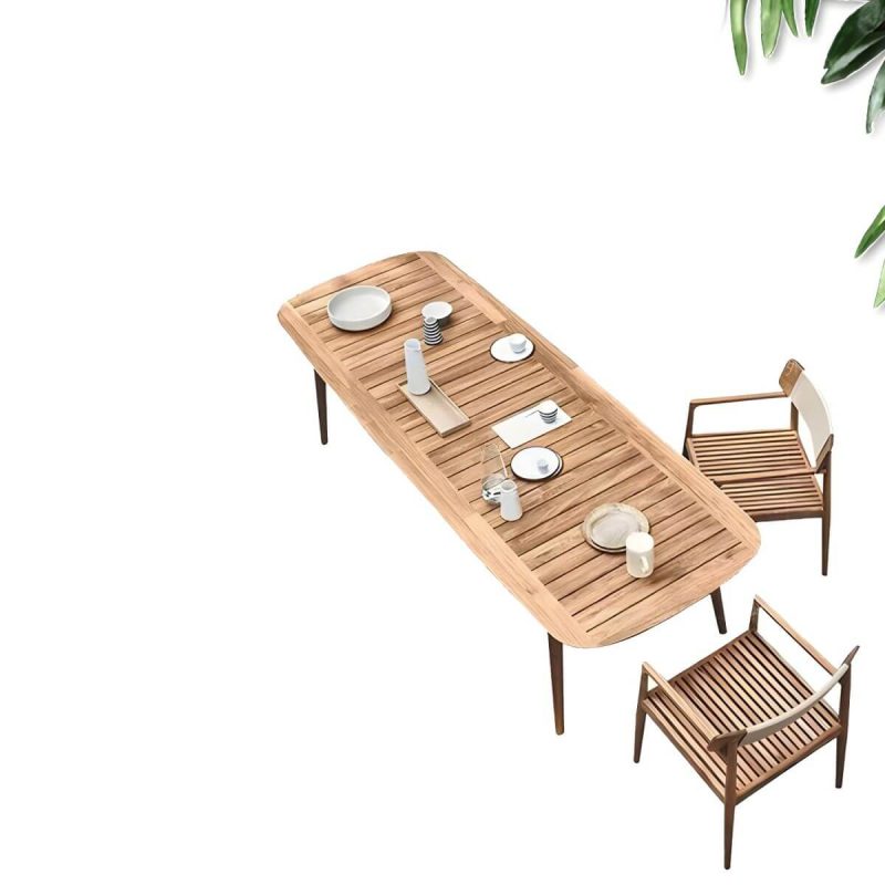 "Brown Patio Table Solid Wood Contemporary Style in Rectangular/Square Shape - Table Only 94.5"L x 35.4"W x 29.5"H"