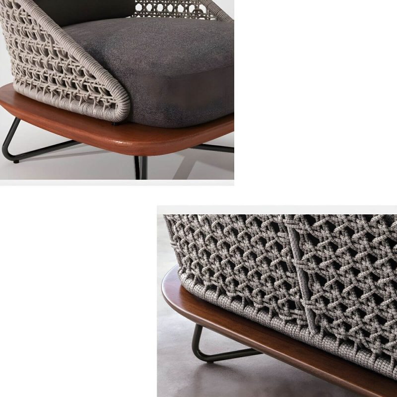 "Brown Upholstered Wicker/Rattan Modern Sofa with UV and Water Resistant Cushions and Pillows - 2-Seater Sofa"