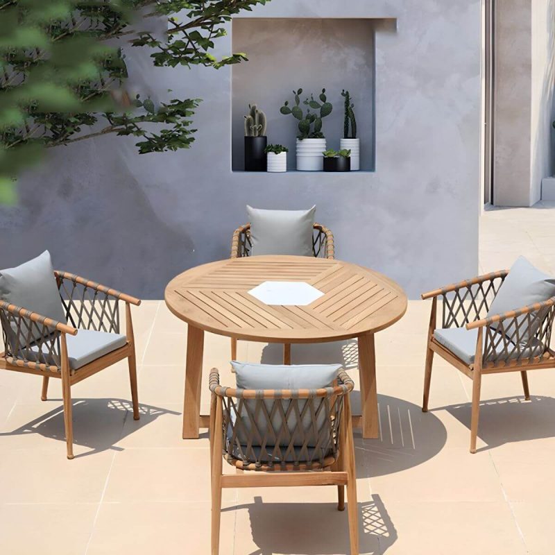"Bohemian Style Dining Set 1/4/5 Pieces Wood Dining Table Set for Patio - Table 39.4"L x 39.4"W x 28.7"H Zero"